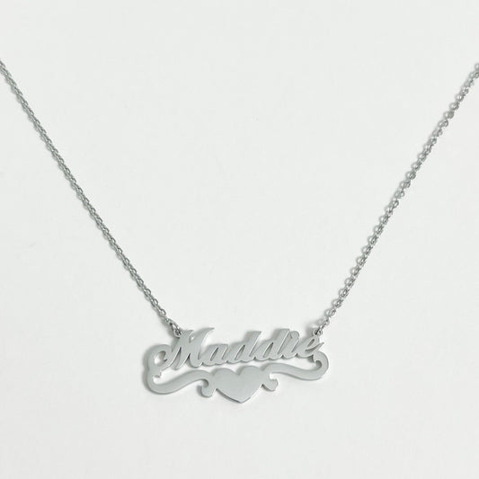 SILVER PERSONALISED HEART NAME NECKLACE