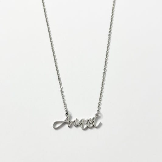 SILVER PERSONALISED CURSIVE NAME NECKLACE