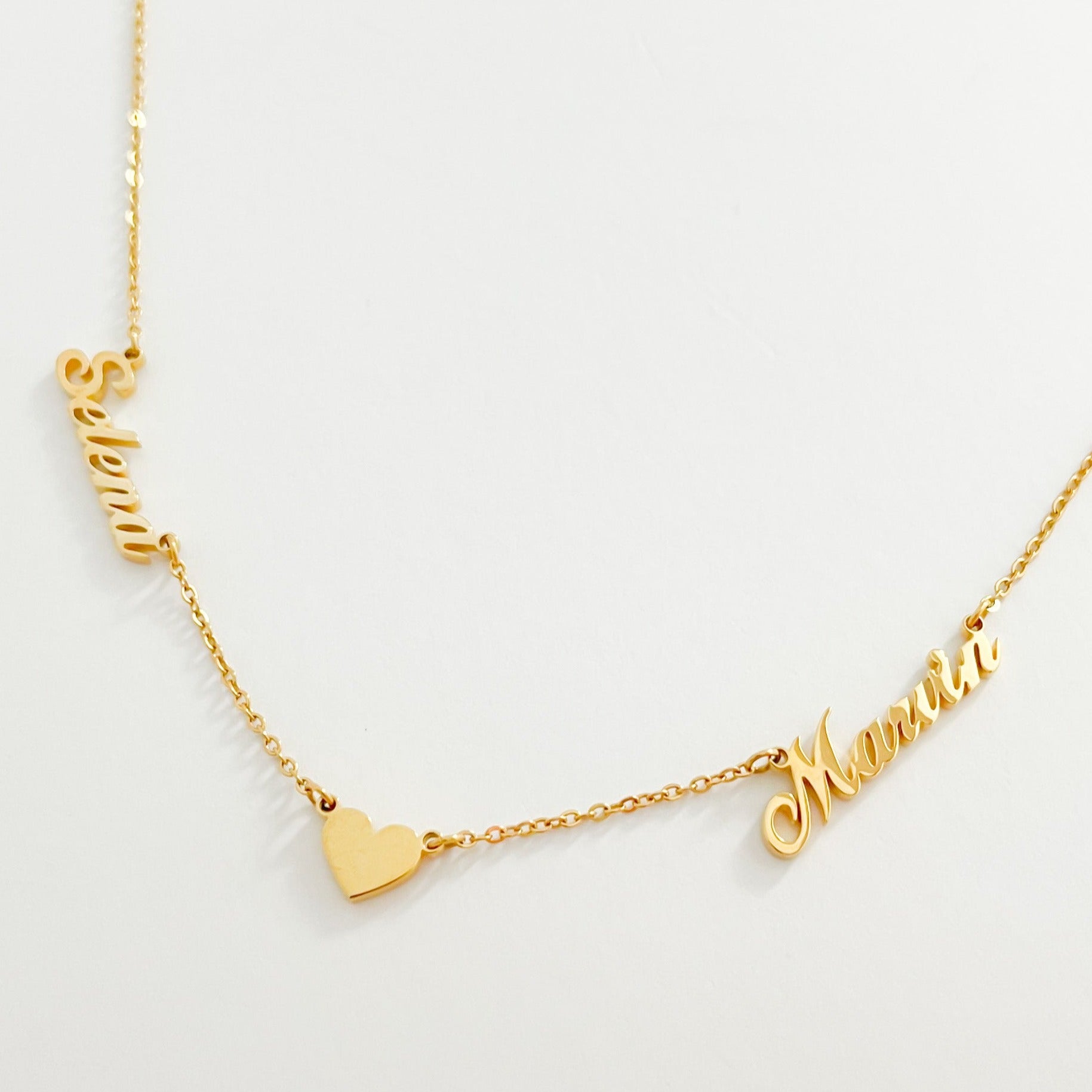 THE PERSONALISED TWO NAME HEART NECKLACE – ROSOKI