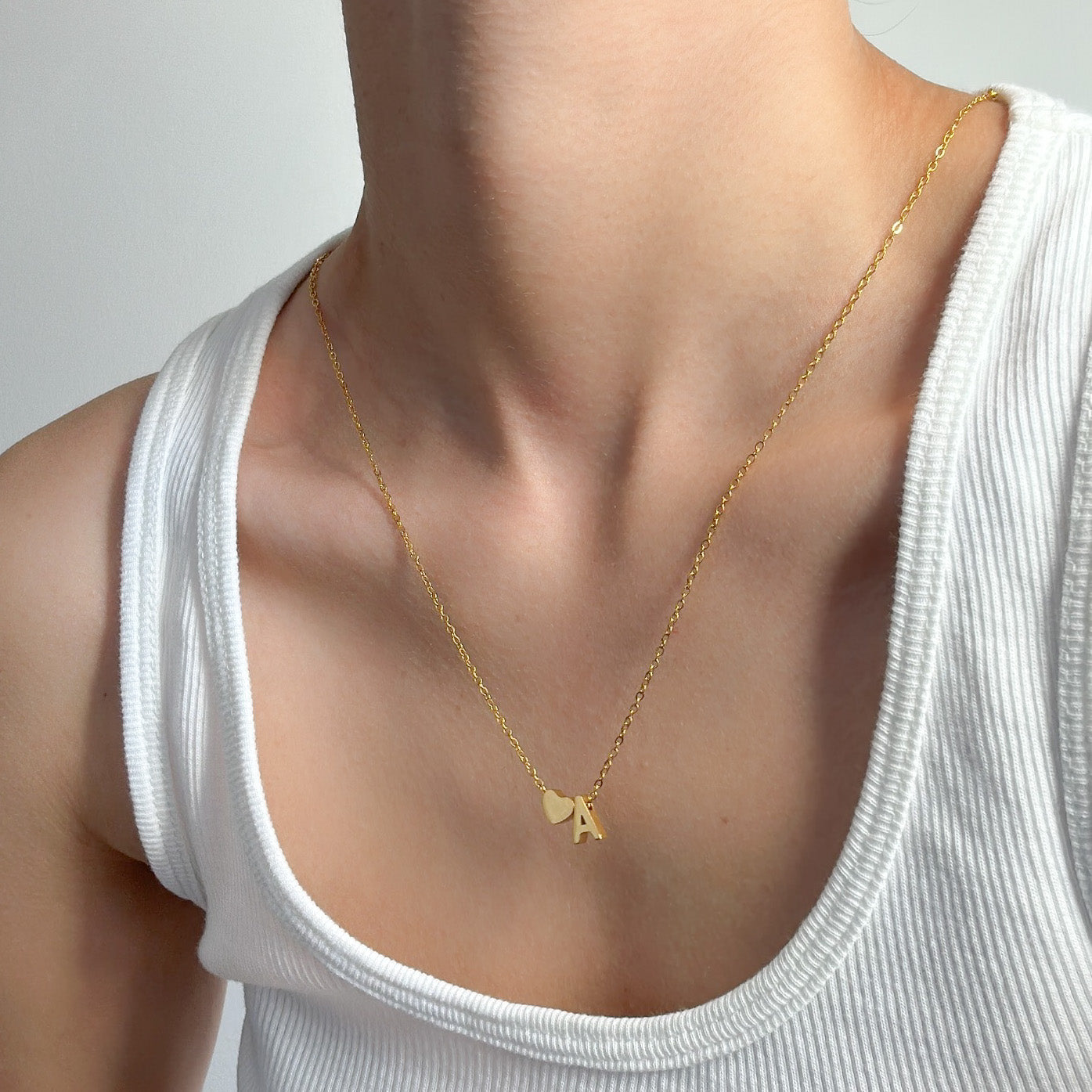 Small connected heart initial necklace – CYC Jewelry