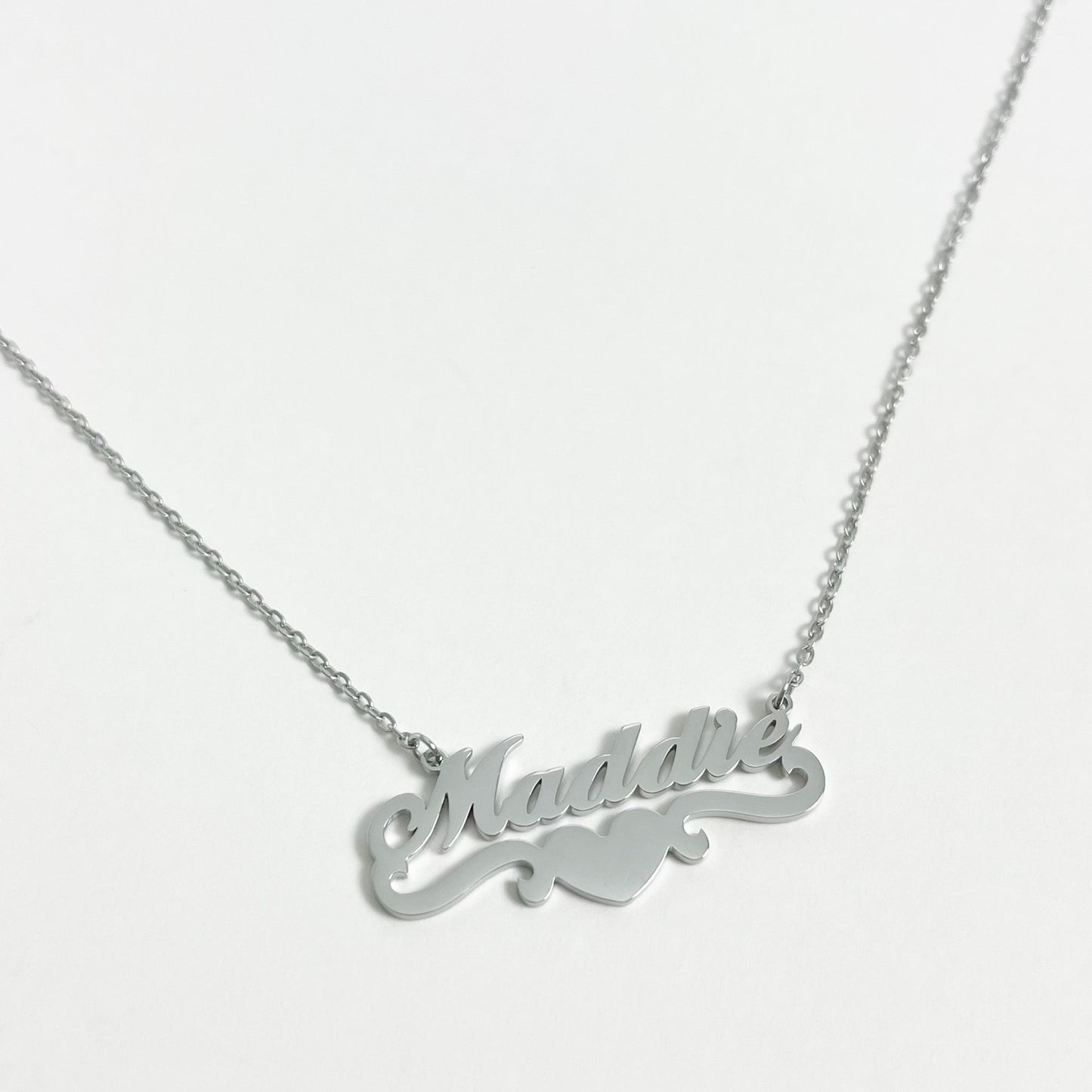 SILVER PERSONALISED HEART NAME NECKLACE