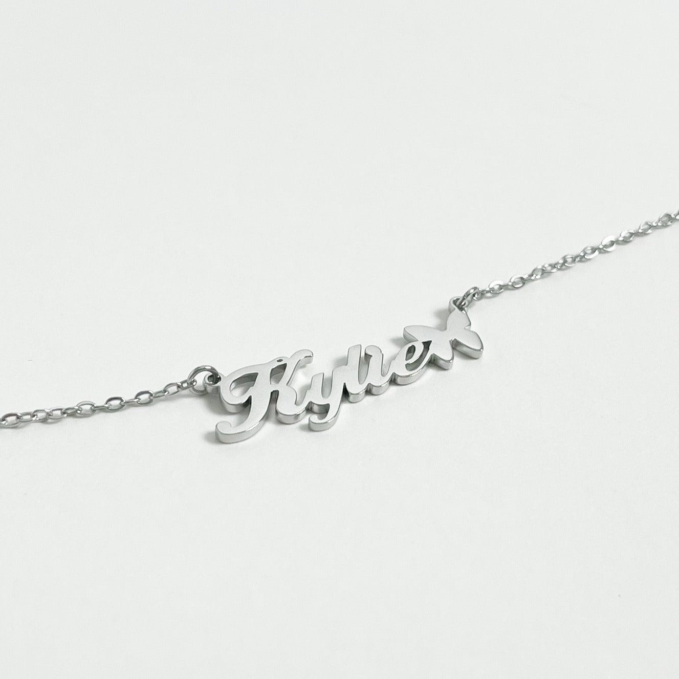 SILVER PERSONALISED BUTTERFLY NAME NECKLACE