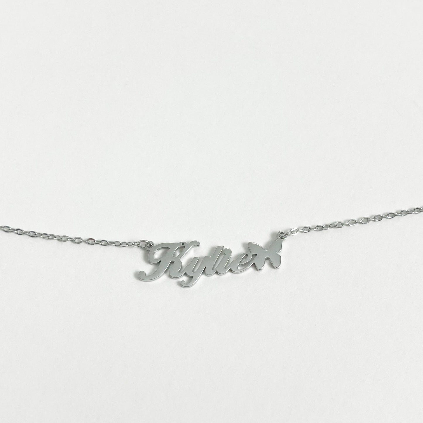 SILVER PERSONALISED BUTTERFLY NAME NECKLACE