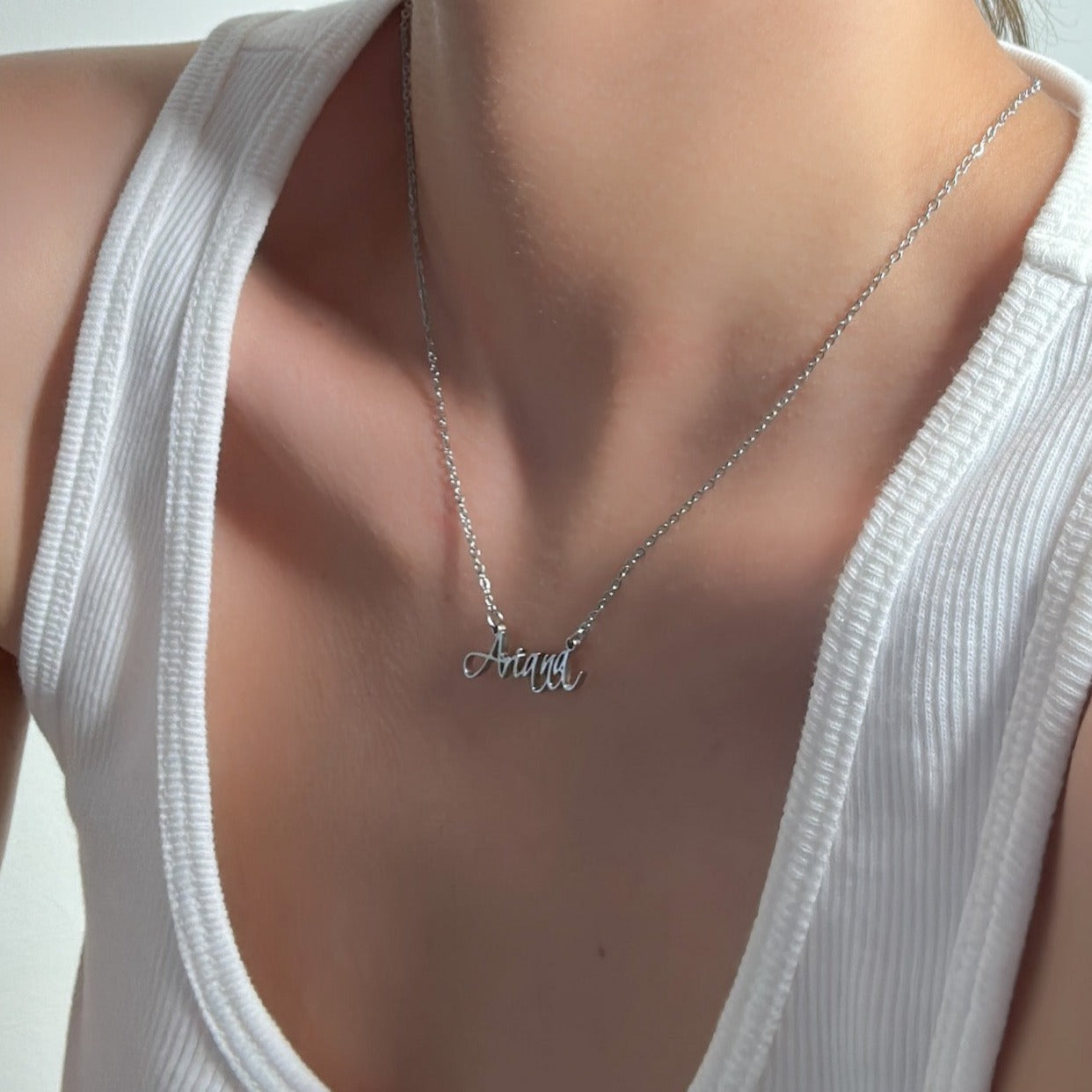 Cursive name deals necklace silver