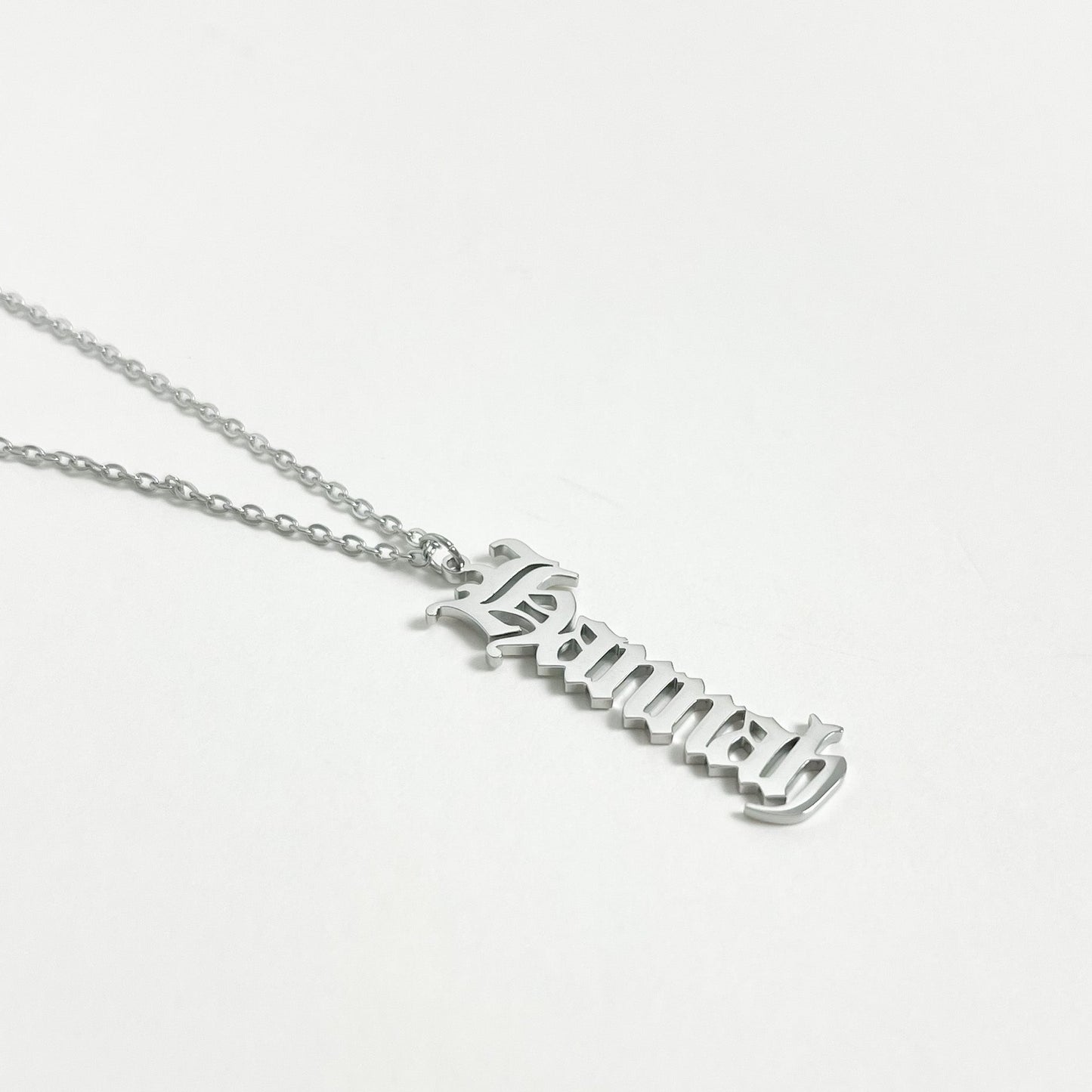 SILVER PERSONALISED VERTICAL NAME NECKLACE