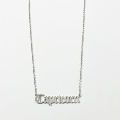 SILVER OLD ENGLISH ZODIAC NECKLACE