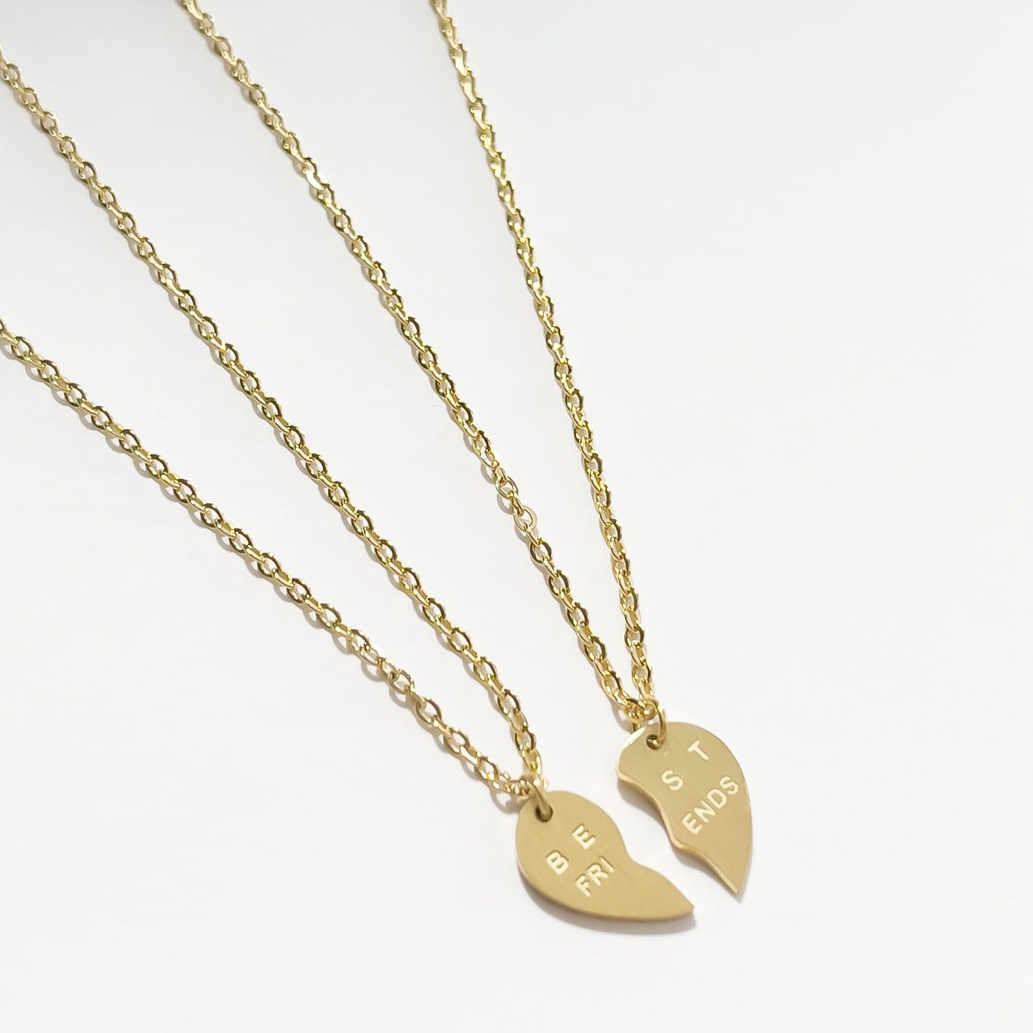 The Best Friend Heart Necklace (2 Pack) | Personalised Jewellery - ROSOKI – ROSOKI