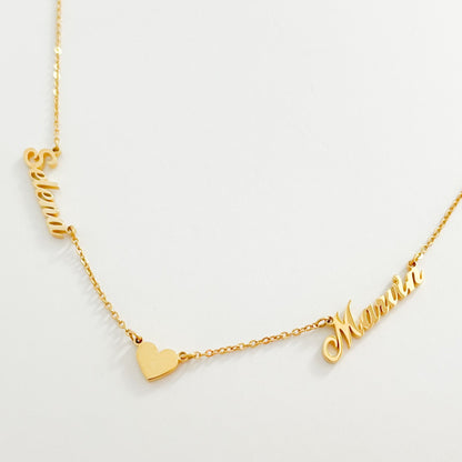 THE PERSONALISED TWO NAME HEART NECKLACE