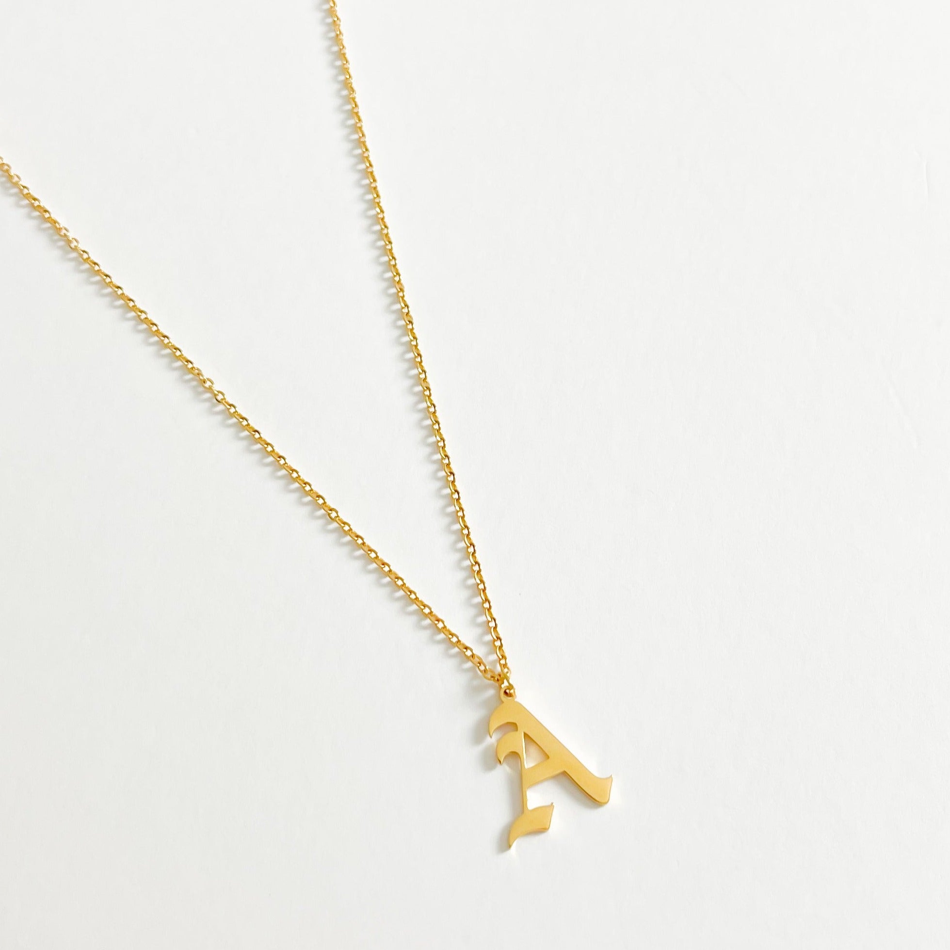 Old English Single Initial Necklace – Very Last Detail